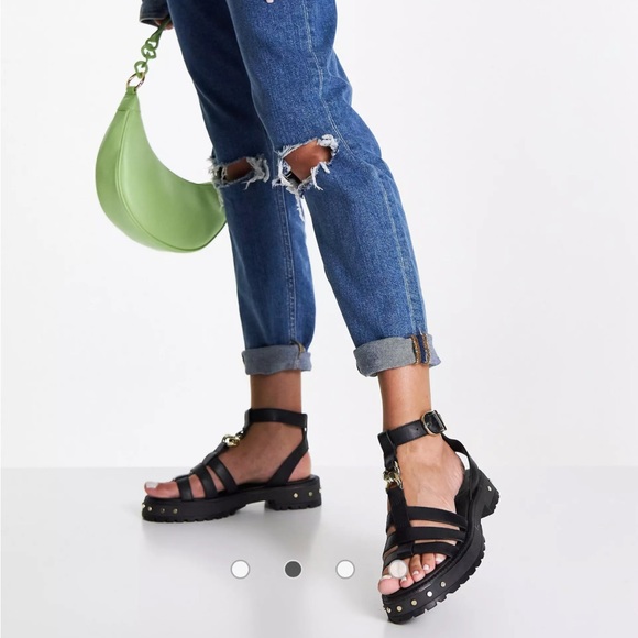 ASOS leather chunky flat sandals - Picture 1 of 14